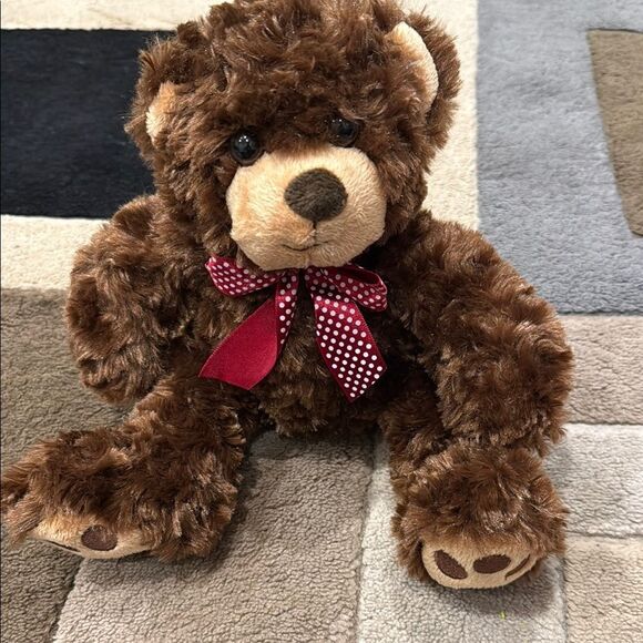 Brown and Red Stuffed Animal Teddy Bear - Picture 1 of 8